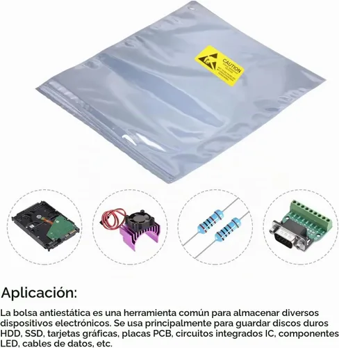 Vista 6 de Bolsas antiestáticas, 100 bolsas ESD resellables de 3.2 x 4.7 pulgadas con etiquetas para disco duro GPU, SSD HDD y dispositivos electrónicos