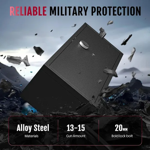 Vista 3 de KAER Caja fuerte para 12-15 armas, cajas fuertes biométricas para armas, caja fuerte para rifles, caja fuerte para armas para rifles y pistolas