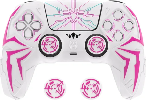 Vista 8 de PlayVital Design for ps5 Controller Silicone Case with 2 Thumb Grips and 6 Sticker, Cyber Spider Design, Anti-Slip Shockproof Controller Cover Skin