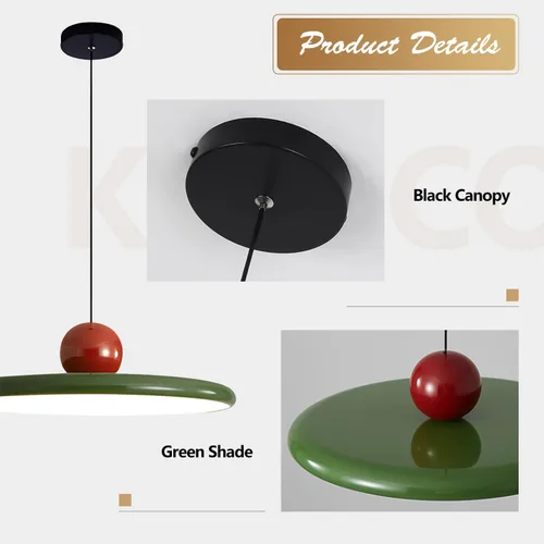 Vista 3 de KCO Iluminación vintage verde lámpara colgante industrial granja redonda iluminación moderna LED simple colgante lámparas colgantes techo colgante