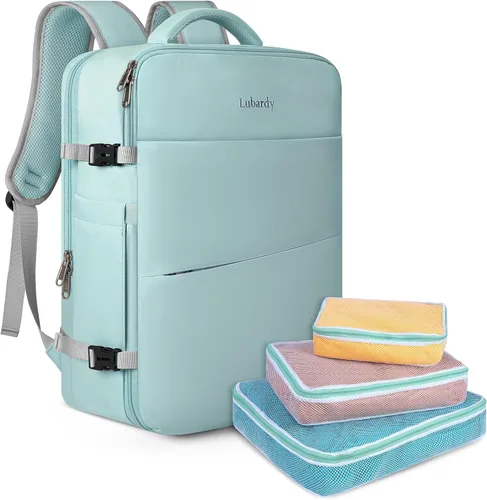 Vista 8 de Mochila de viaje para hombres y mujeres, 17 pulgadas, aprobada para vuelos, mochila de transporte impermeable grande de 40 L, mochila para negocios