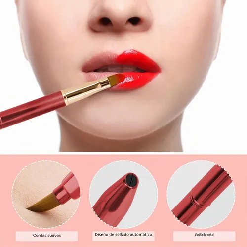 Vista 5 de Unaone [Paquete de 2] Pincel de labios para lápiz labial, pinceles de labios retráctiles, pincel de maquillaje de doble punta para lápiz labial