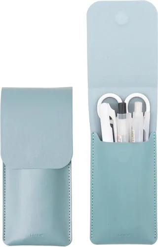 Vista 12 de LHiDS Estuche de cuero para lápices, bolsa para tres fuentes, bolígrafos y bolígrafos rollerball, estuche para lápices pequeño, organizador