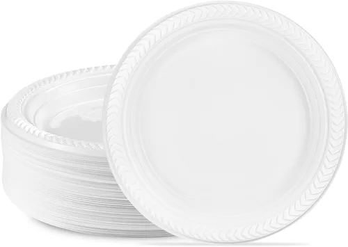 Vista 11 de PLASTICPRO 100 piezas de cuencos de plástico blanco de 5 oz de calidad premium, platos ligeros desechables, cuencos pequeños de plástico