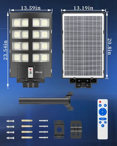 Vista 7 de BC-CA-8 cabeza Solar Flood Light, LED Area Light with Motion Sensor, Dusk to Dawn, Remote Control for Security Lighting in Streets, Barns