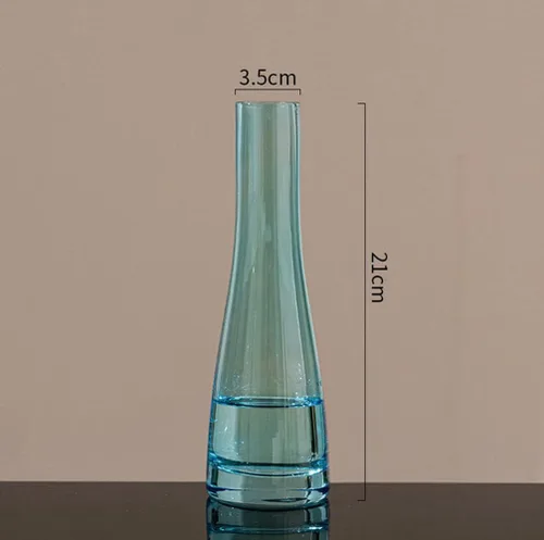 Vista 8 de Jarrón de cristal soplado hecho a mano, florero de flores transparentes, jarrones de un solo tallo, jarrón de vidrio decorativo, botellas, centro