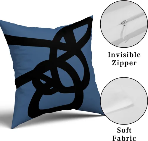 Vista 6 de Kawani Juego de 2 fundas de almohada azules de 18 x 18 pulgadas, diseño abstracto de graffiti moderno, fundas de almohada decorativas, fundas
