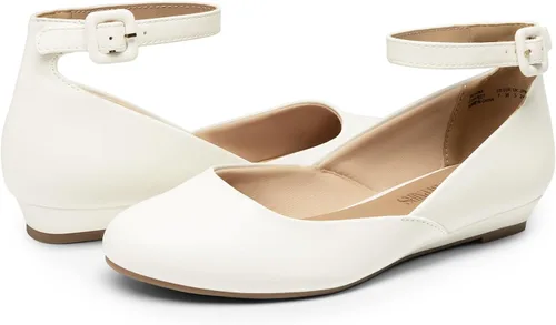 Vista 4 de DREAM PAIRS Revona - Zapatos planos para mujer, con correa para tobillo y plataforma baja