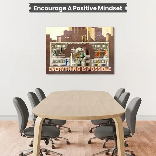 Vista 9 de Lienzo decorativo motivacional, inspirador y dinero, 100% único y original, mentalidad positiva, trabajo en equipo, regalo con citas para hombres