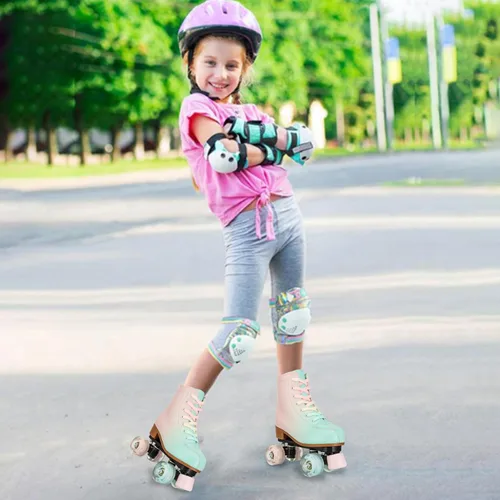 Vista 6 de jessie Patines para niña y mujer, patines de piel sintética con rueda fantástica y destello para niñas de 6 a 12 años, principiantes