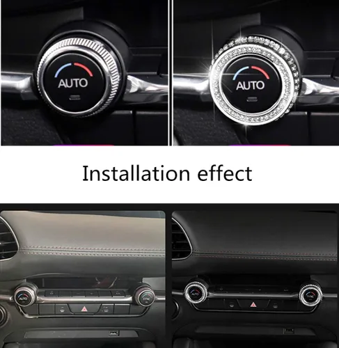 Vista 2 de Accesorios de interior brillantes Compatibles con Mazda 2019 2020 2021 2022 2023 2024 2025 Mazda3 Mazda6 Manopilla de aire acondicionado con adorno