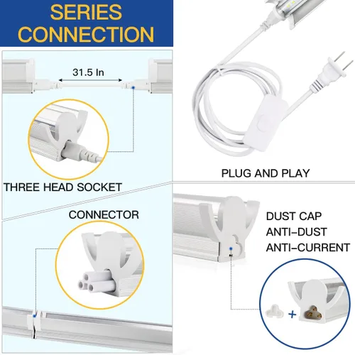 Vista 6 de GYTF T5 - Paquete de 2 luces LED de cultivo de plantas de espectro completo de 1.4 pies, 5000 K, tiras de lámpara de cultivo de plantas para plantas