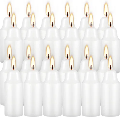 Vista 12 de 100 velas de iglesia con protectores de goteo para servicio devocional de vigilia a la luz de las velas, caja de 100 velas, blancas sin aroma de 5