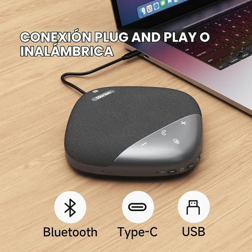 Vista 7 de HORION Altavoz de conferencia con micrófono, altavoz Bluetooth inalámbrico para computadora de reuniones de oficina, con 8 micrófonos, captación