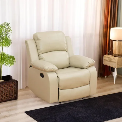 Vista 9 de Sofá reclinable manual de cuero para muebles de sala de estar, sofá reclinable de 78 pulgadas con mesa abatible, portavasos y sofá de cuero