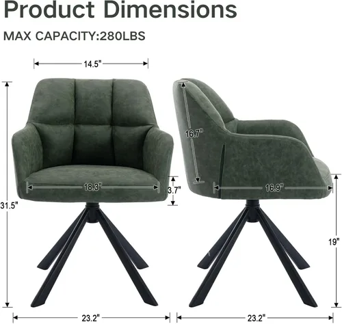 Vista 2 de Silla de oficina en casa con brazo, cómoda silla de escritorio sin ruedas, silla tapizada de cuero para computadora, silla giratoria