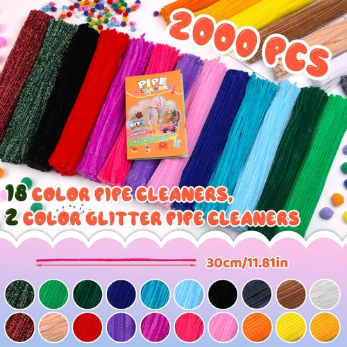 Vista 2 de FTEVEN - 2000 piezas de limpiapipas a granel de 20 colores tallos de Azul