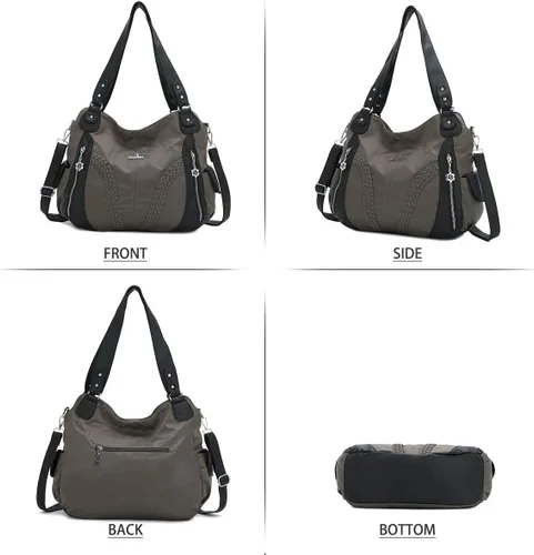 Vista 5 de Monederos y bolsos de mano de moda para mujer, bolsos de hombro con asa superior, bolsos de cuero sintético