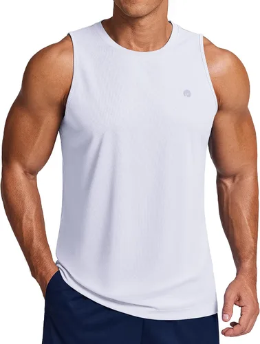 Vista 12 de PINSPARK Camiseta sin mangas de verano para hombre, de secado rápido, para correr, gimnasio, entrenamiento