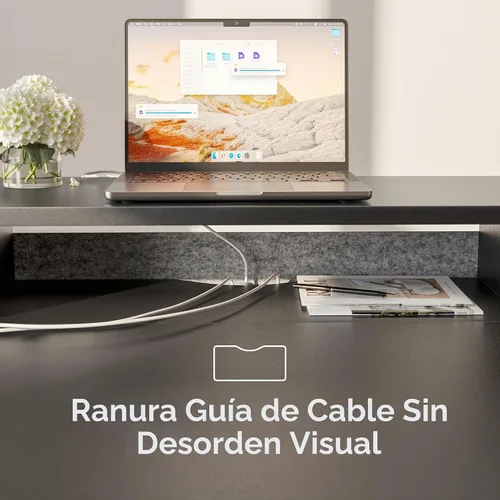 Vista 6 de FEZIBO - Escritorio eléctrico de altura ajustable de 48 x 24 pulgadas con cajón doble, escritorio para computadora, mesa de pie para oficina en casa
