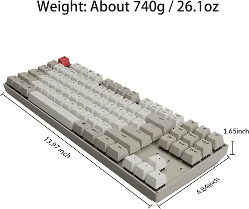 Vista 5 de Keychron K8 87 teclas Tenkeyless Layout inalámbrico Bluetooth teclado mecánico para juegos Mac, multitarea tipo C teclado de computadora con cable