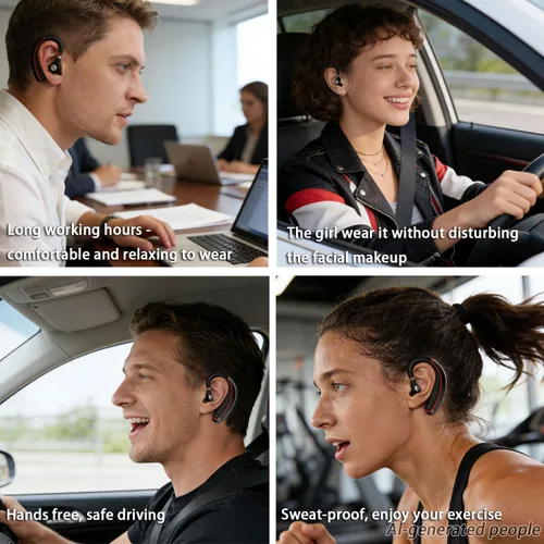 Vista 6 de Auriculares Bluetooth, auricular inalámbrico Bluetooth con funda de carga de 500 mAh para auriculares ultraligeros manos libres V5.3 con micrófono