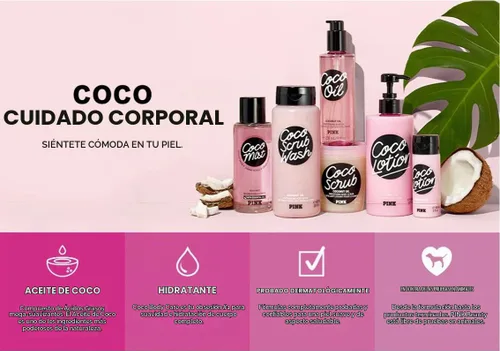 Vista 5 de Loción corporal hidratante Victoria's Secret Pink Coco con aceite de coco