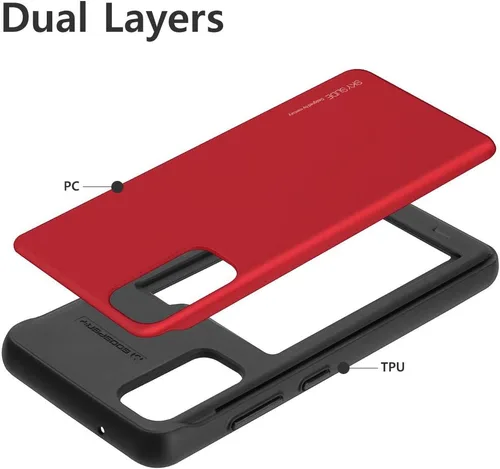 Vista 5 de GOOSPERY Sky Slide - Funda para Samsung Galaxy S20 (2020) de doble capa con tarjetero y cartera (rojo)