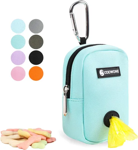 Vista 13 de Bolsa de golosinas para perros, soporte para bolsas de excrementos de perro para correas, contenedor de aperitivos para mascotas con bolsa