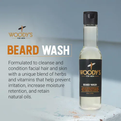 Vista 5 de Woody's Jabón de barba para hombres – Lavado y acondicionador de barba, limpia el cabello y la piel facial, aroma a aloe vera y manzanilla, 6.3