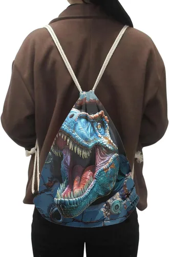 Vista 2 de AFPANQZ Mochila con cordón de diseño de animales geniales, mochila casual para viajes, deportes, bolsa de cincha para hombres, mujeres, niños