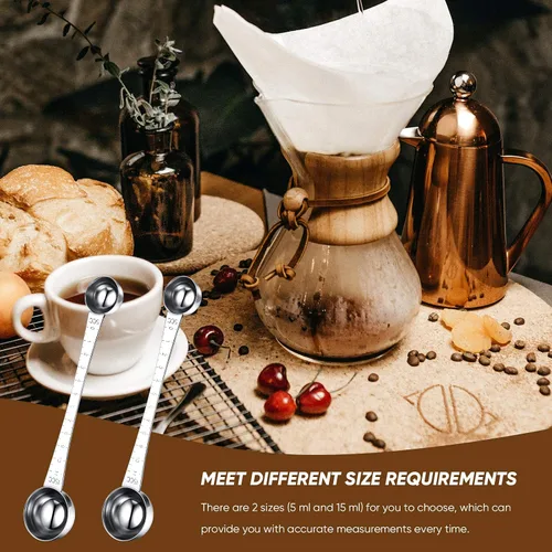 Vista 5 de 2 cucharadas de café con marca, 1 cucharada y 1 cucharadita de acero inoxidable para café medidora para preparación molida, té, azúcar y leche, 0.2