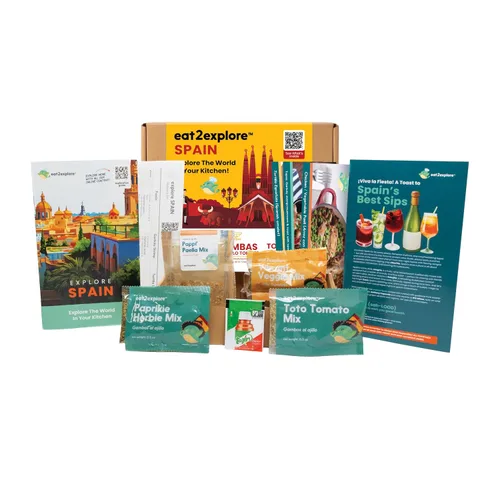 Vista 16 de eat2explore Kit de cocina global para adultos, recetas auténticas, especias esenciales y maridajes de bebidas, perfecto para citas nocturnas