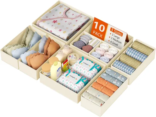 Vista 8 de DIMJ Organizador de cajones para ropa, paquete de 6 unidades, organizadores plegables para bebé, organizador de almacenamiento y cómoda