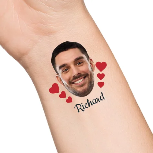 Vista 34 de Tatuajes temporales personalizados con texto de nombre, tatuaje temporal personalizado con logotipo fotográfico para adultos, parejas, mujeres