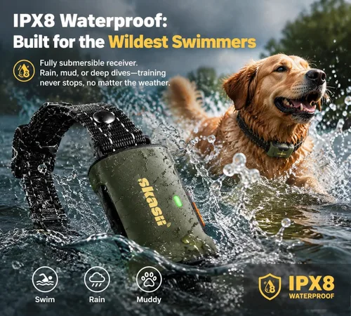 Vista 4 de Training Collar for Dogs with Remote Control, Green 4500FT Range, IPX8 Waterproof, 5-150 Lbs, 4 Training Modes, Security Lock, Dog Training