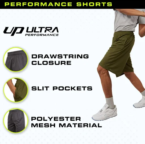 Vista 5 de Ultra Performance Paquete de 5 pantalones cortos para hombre, pantalones cortos atléticos de gimnasio, pantalones cortos de baloncesto para hombres
