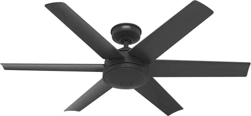 Vista 4 de Hunter Ventilador de techo y control de pared Jetty negro mate de 52 pulgadas
