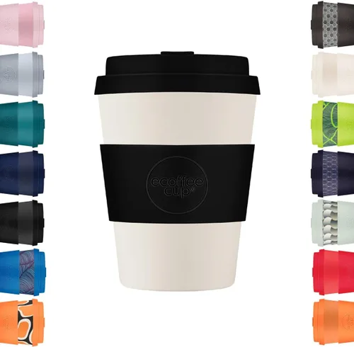 Vista 10 de Ecoffee Cup Taza de café reutilizable de 12 onzas (11.8 fl oz) – Taza de viaje a base de plantas PLA con tapa de silicona, sin melamina y apta