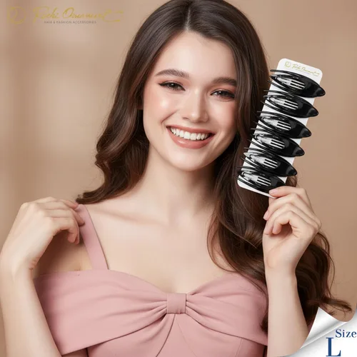 Vista 5 de RC ROCHE 6 piezas de pinzas planas para el cabello con gran garra para cabello grueso, diseño francés de pico de pato, para mujer, sin (Large) Negro
