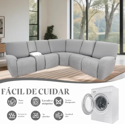 Vista 8 de Fundas de sofá reclinable seccional 100% impermeables para sofá reclinable en forma de L, funda de sofá modular de esquina en forma de L, fundas
