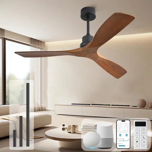 Vista 12 de Sofucor Ventilador de techo de 52 pulgadas con control remoto de luces, 3 postes para ventilador de techo interior y exterior con control remoto