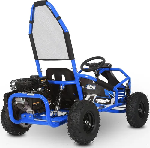 Vista 3 de MotoTec Mud Go Kart - Suspensión completa (98 cc, color azul)