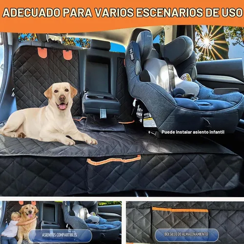 Vista 3 de Funda de asiento de automóvil para perro, funda de asiento trasero, compatible con reposabrazos, 100% impermeable y antideslizante, protector