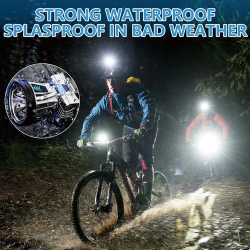 Vista 6 de Linterna frontal recargable súper brillante de alta potencia, lámpara LED recargable, luces LED para la frente, faro frontal impermeable con luces
