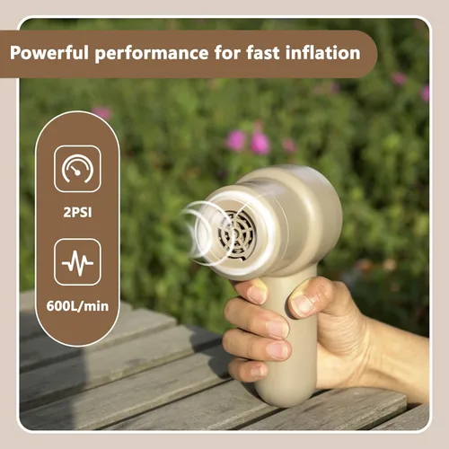 Vista 5 de AIRSPIRIT Bomba de aire máxima para inflables, ultrarápida 600L/min, bomba eléctrica de 13.79 Kpa, inflador portátil recargable de 2500 mAh