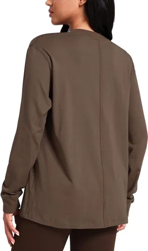 Vista 7 de HeyNuts - Camisas de manga larga para mujer de algodón Pima para entrenamiento, cuello redondo, atléticas, básicas, casuales
