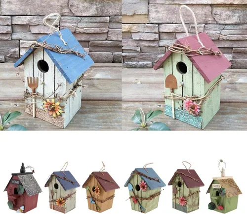 Vista 2 de Casa decorativa de 3 pájaros loros