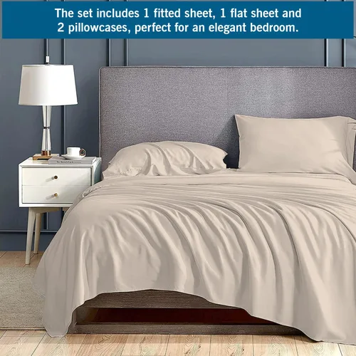 Vista 4 de Saaz Linen Juego de sábanas de 4 piezas, 100% algodón egipcio de 1000 hilos, bolsillo profundo de 16 pulgadas, suave, colección de ropa de cama