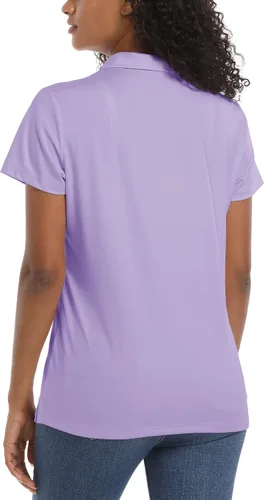 Vista 2 de TACVASEN Camisas polo para mujer, con protección solar UPF 50+, manga corta, secado rápido, cuello de 3 botones, ligeras